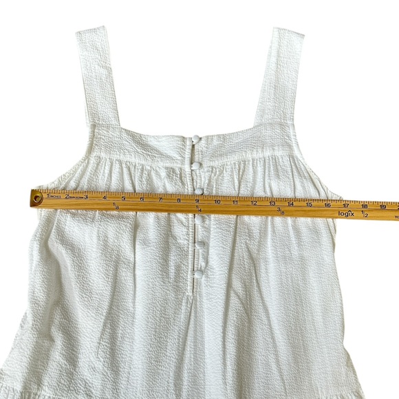 Faherty Marina Seersucker Maxi Dress White, Tiered Boho Maxi Dress, Size Small - Picture 6 of 11
